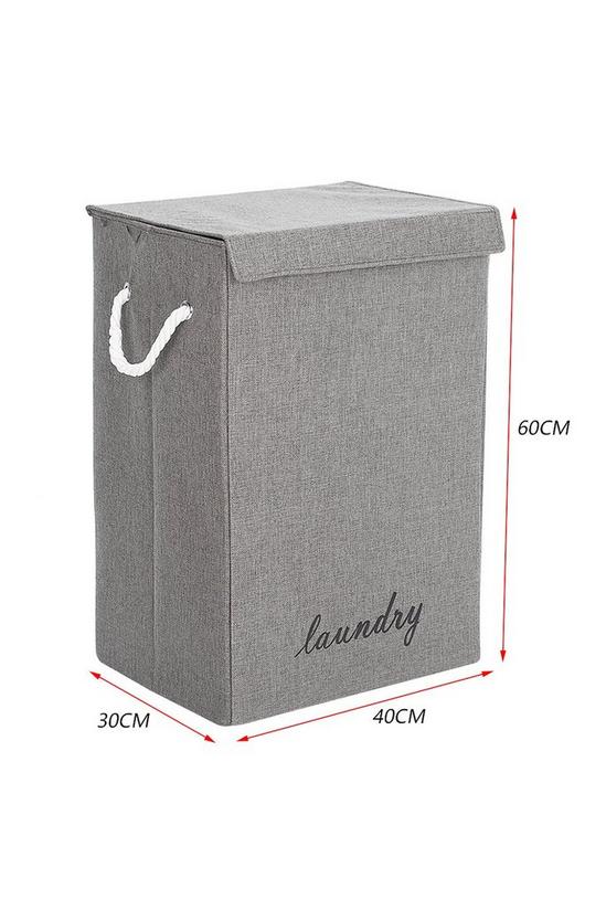 Living and Home 72L Cotton and Linen Waterproof Foldable Laundry Baskets Laundry Hamper with Lid and Rope Handles 6