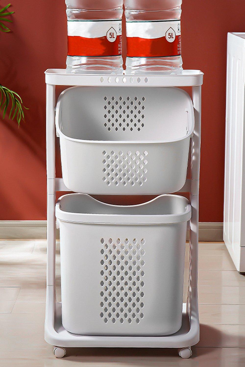 2/3 Tiers Laundry Basket Plastic Storage Trolley – Living and Home