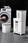 Living and Home 3 Compartment Laundry Baskets Laundry Sorter Rolling Laundry Hamper thumbnail 2