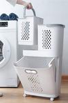 Living and Home 3 Compartment Laundry Baskets Laundry Sorter Rolling Laundry Hamper thumbnail 4