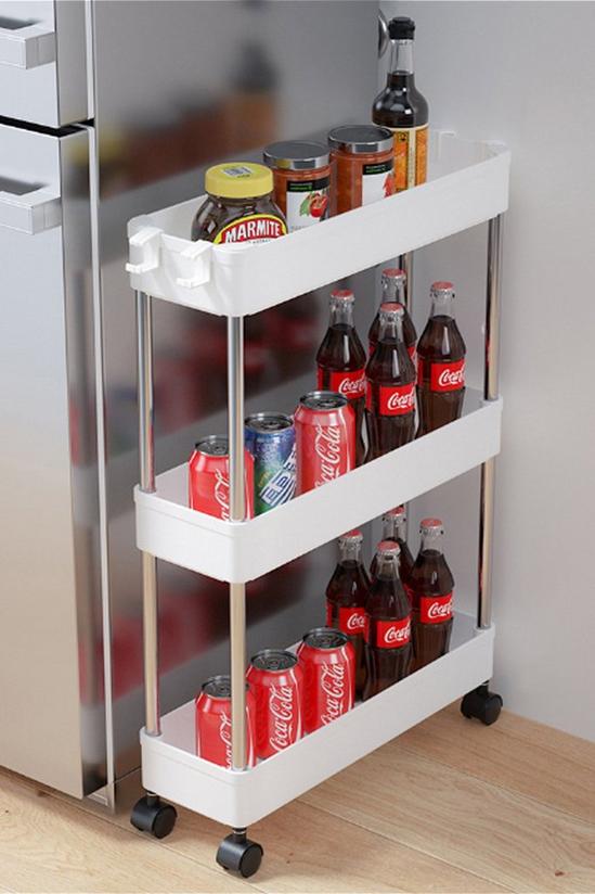 Living and Home Slim Standing 3-Tier Corner Storage Rack Shelf Plastic for Kitchen Bathroom 1
