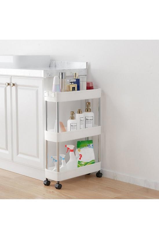 Living and Home Slim Standing 3-Tier Corner Storage Rack Shelf Plastic for Kitchen Bathroom 4