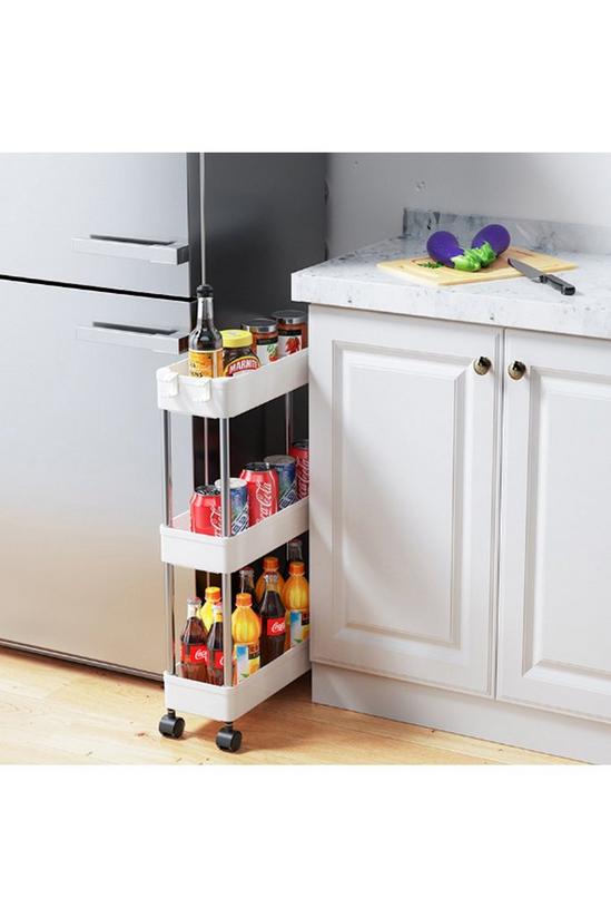 Living and Home Slim Standing 3-Tier Corner Storage Rack Shelf Plastic for Kitchen Bathroom 5