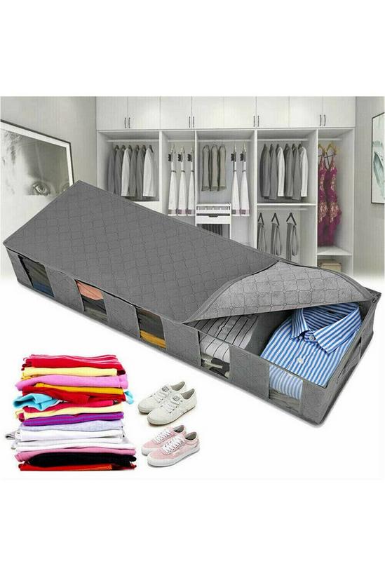 Living and Home Non-woven Fabric Underbed Storage Bags with Handles and Zipper Grey 2