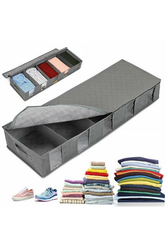 Living and Home Non-woven Fabric Underbed Storage Bags with Handles and Zipper Grey 3