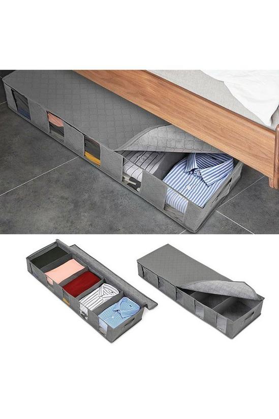 Living and Home Non-woven Fabric Underbed Storage Bags with Handles and Zipper Grey 4