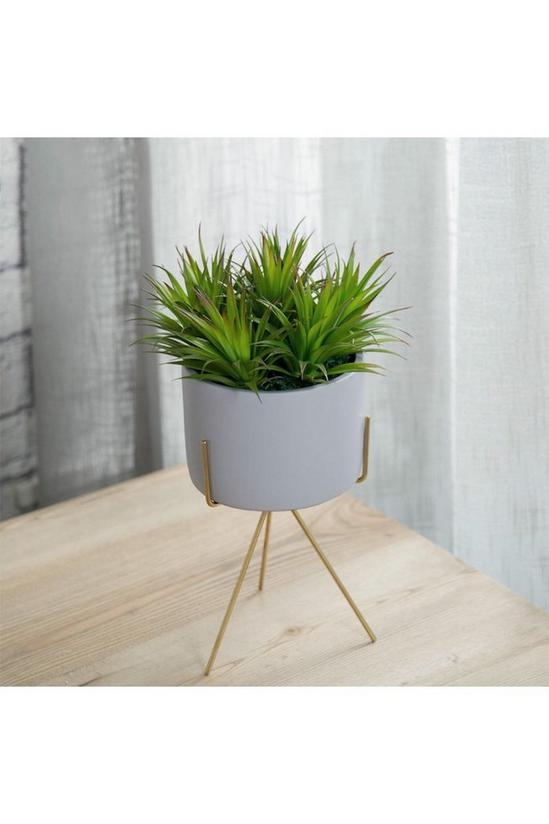 Living and Home Modern Tabletop Succulent Planter Ceramic Pots with Metal Stand 4
