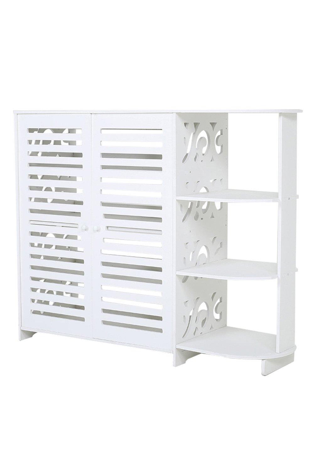 Livingandhome 7 Tiers White Wooden Shoe Rack Shoe Cabinet Storage