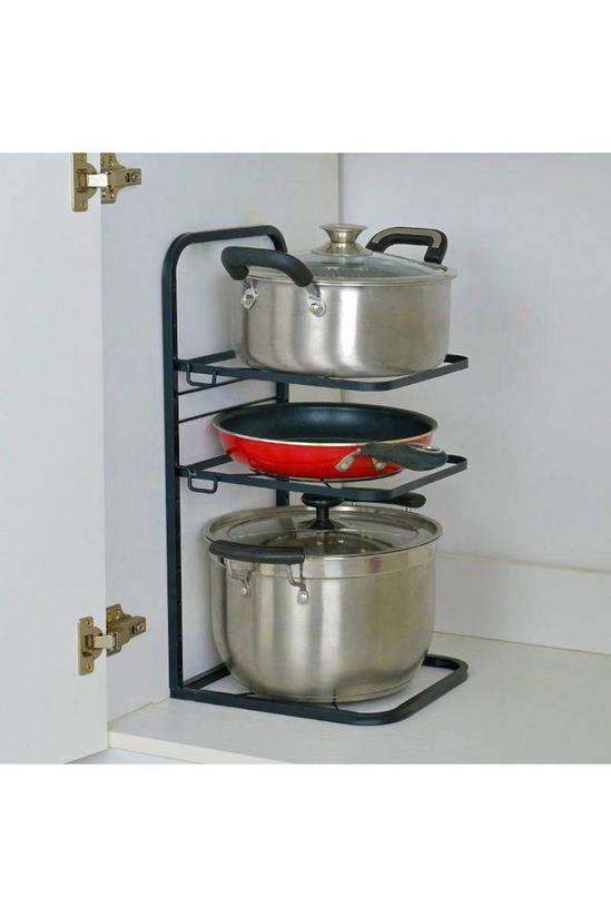 Living and Home 3-Tier Kitchen Pot Pan Organizer Rack Adjustable Cookware Holder Stand 2