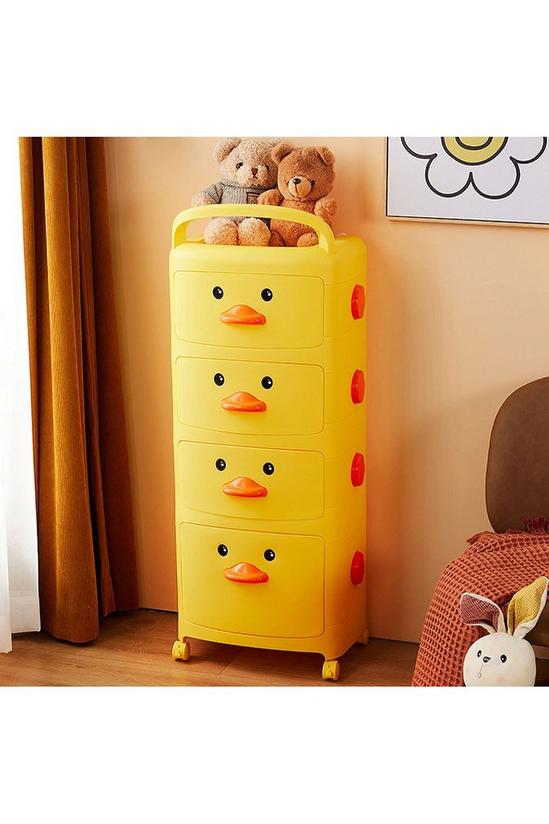 Living and Home 4-Tier Cute Yellow Duck Storage Cart with Wheels 1