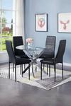 Living and Home 5-Piece Dining Table Set of Leather Upholstered Dining Chairs and Tempered Glass Table thumbnail 1