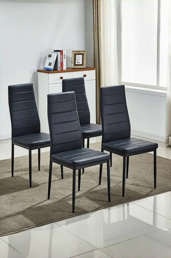 Living and Home 5-Piece Dining Table Set of Leather Upholstered Dining Chairs and Tempered Glass Table 5