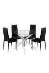 Living and Home 5-Piece Dining Table Set of Leather Upholstered Dining Chairs and Tempered Glass Table thumbnail 6