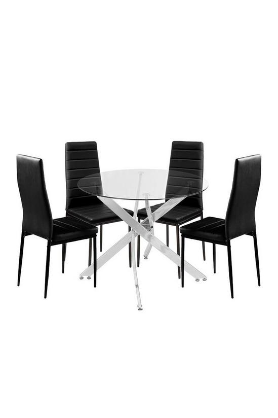 Living and Home 5-Piece Dining Table Set of Leather Upholstered Dining Chairs and Tempered Glass Table 6
