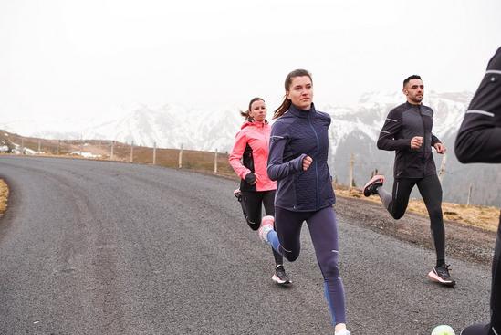 Kiprun Warm Women's Warm Running Tights - blue KIPRUN