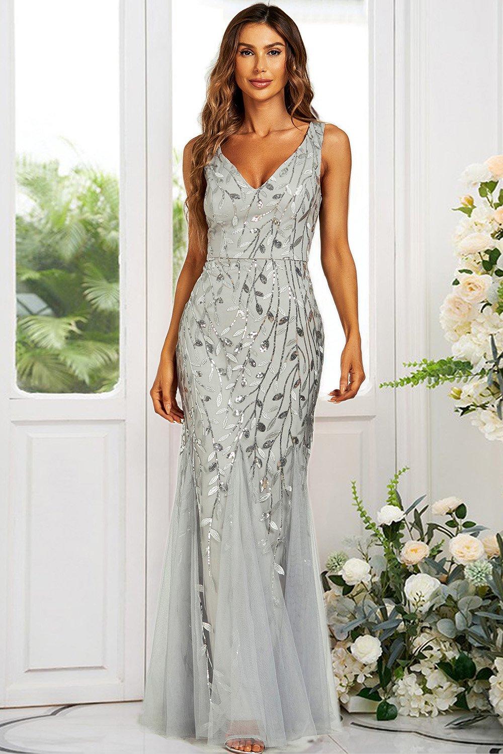 Grey sequin best sale bridesmaid dress