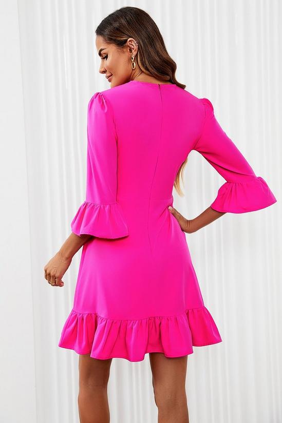 Dresses | Frill Mini Dress In Fuchsia Pink | FS Collection