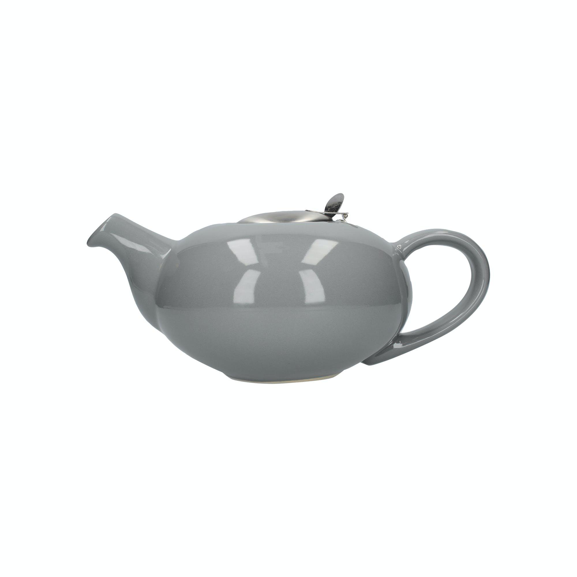Teapots, Ceramic Pebble Teapot, Gloss Light Grey, Four Cup - 900ml, Boxed