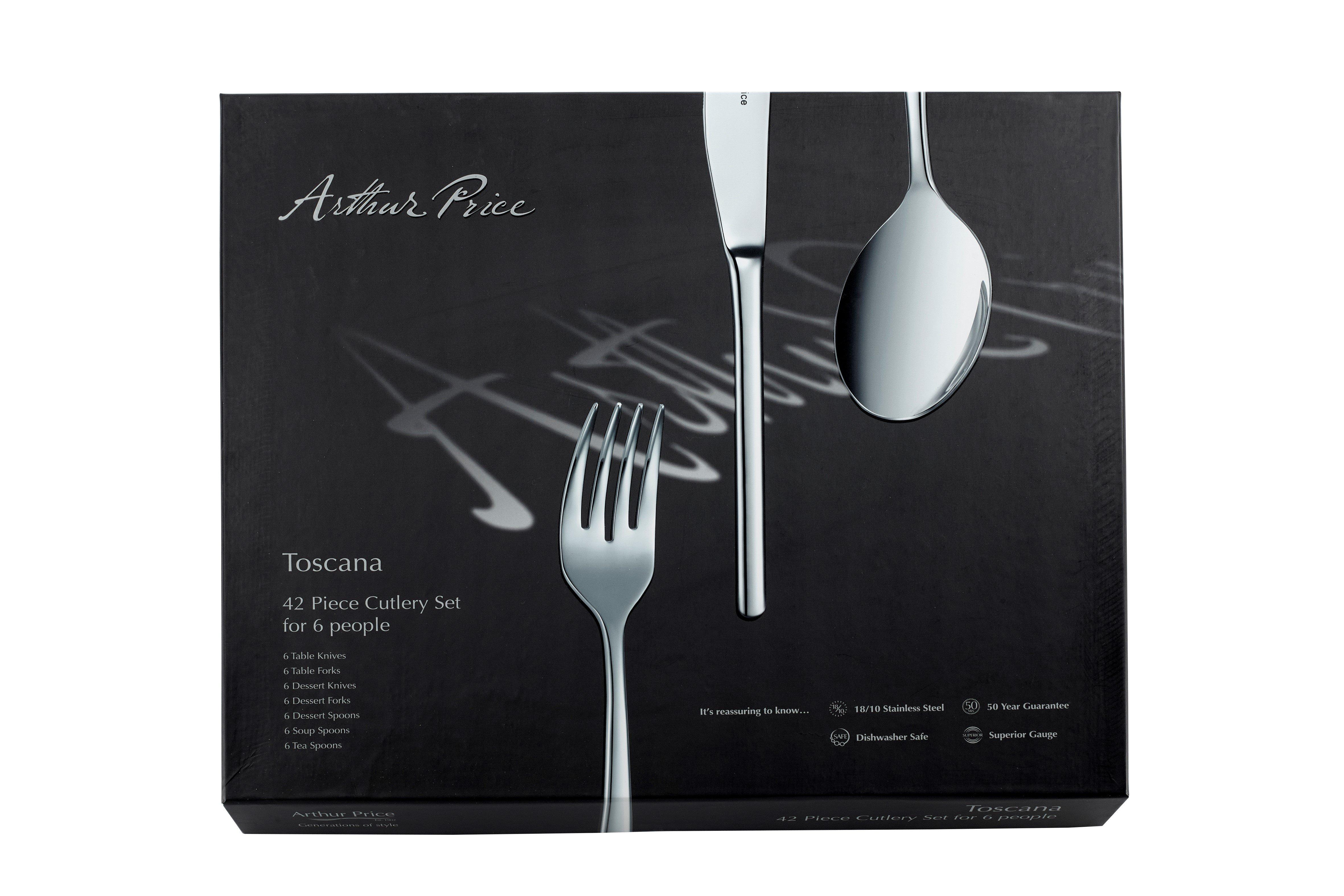 Arthur Price Cascade 42 Piece 6-Person Cutlery Set, 44% OFF