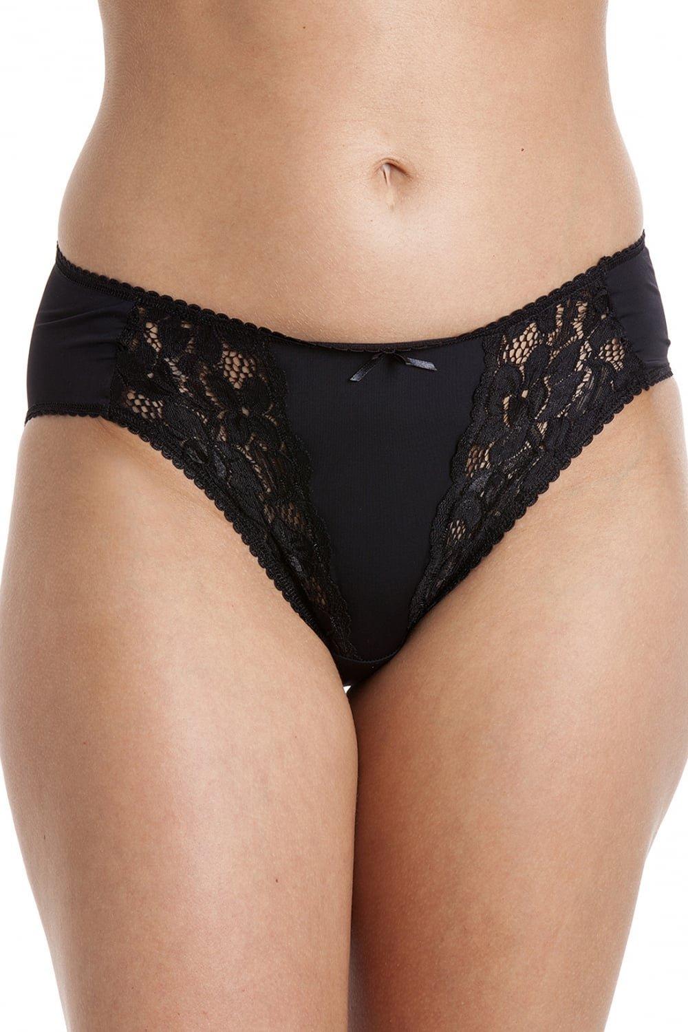 Black High Waist Seamless Floral Lace Briefs