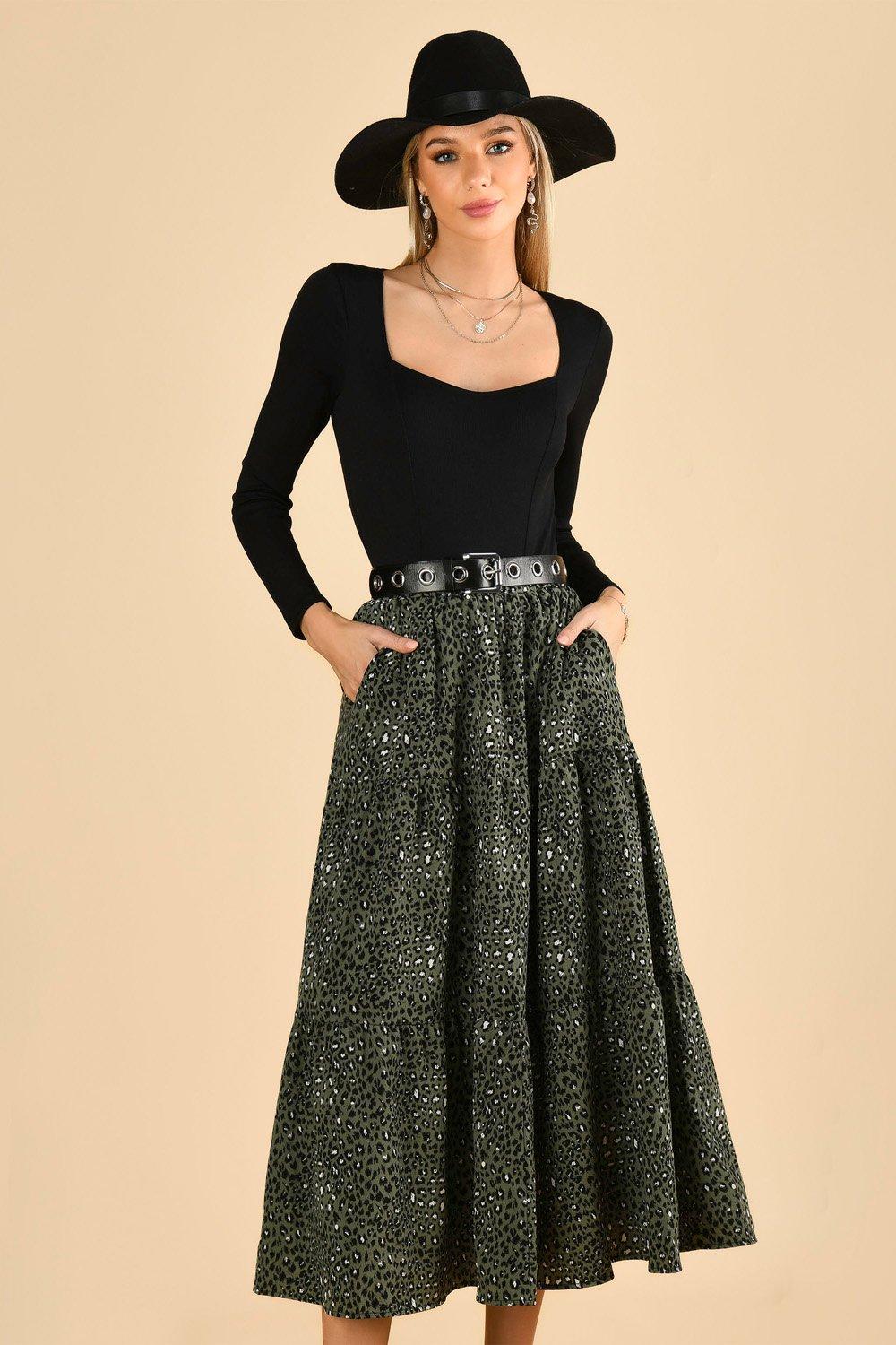 Jolie moi 2025 tiered maxi skirt