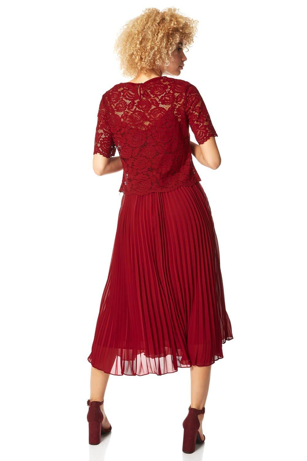 Looez lace trim pleated best sale midi dress