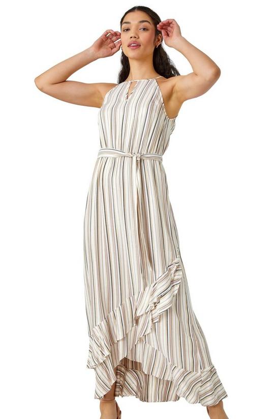Roman Stripe Print Frill Detail Maxi Dress 1