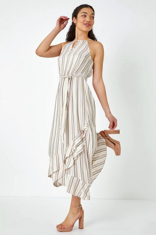 Roman Stripe Print Frill Detail Maxi Dress 2