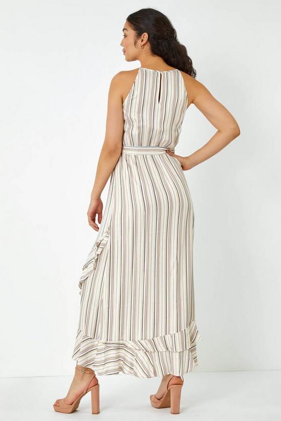 Roman Stripe Print Frill Detail Maxi Dress 3