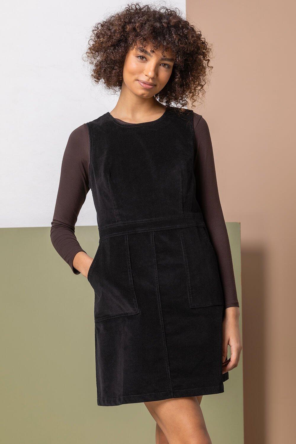 Oasis black sales pinafore dress