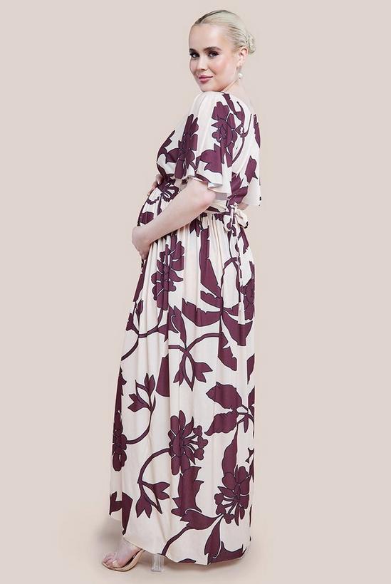 Dresses | Maternity Leaf Print Flutter Sleeve Maxi Dress | Goddiva