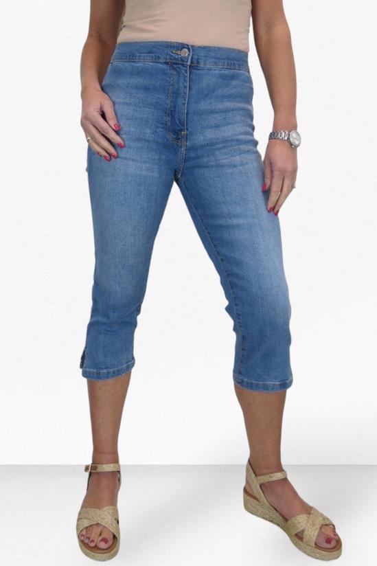 Paulo Due Womens Denim Slim Fit Capri Jeans High Waist 3/4 Length