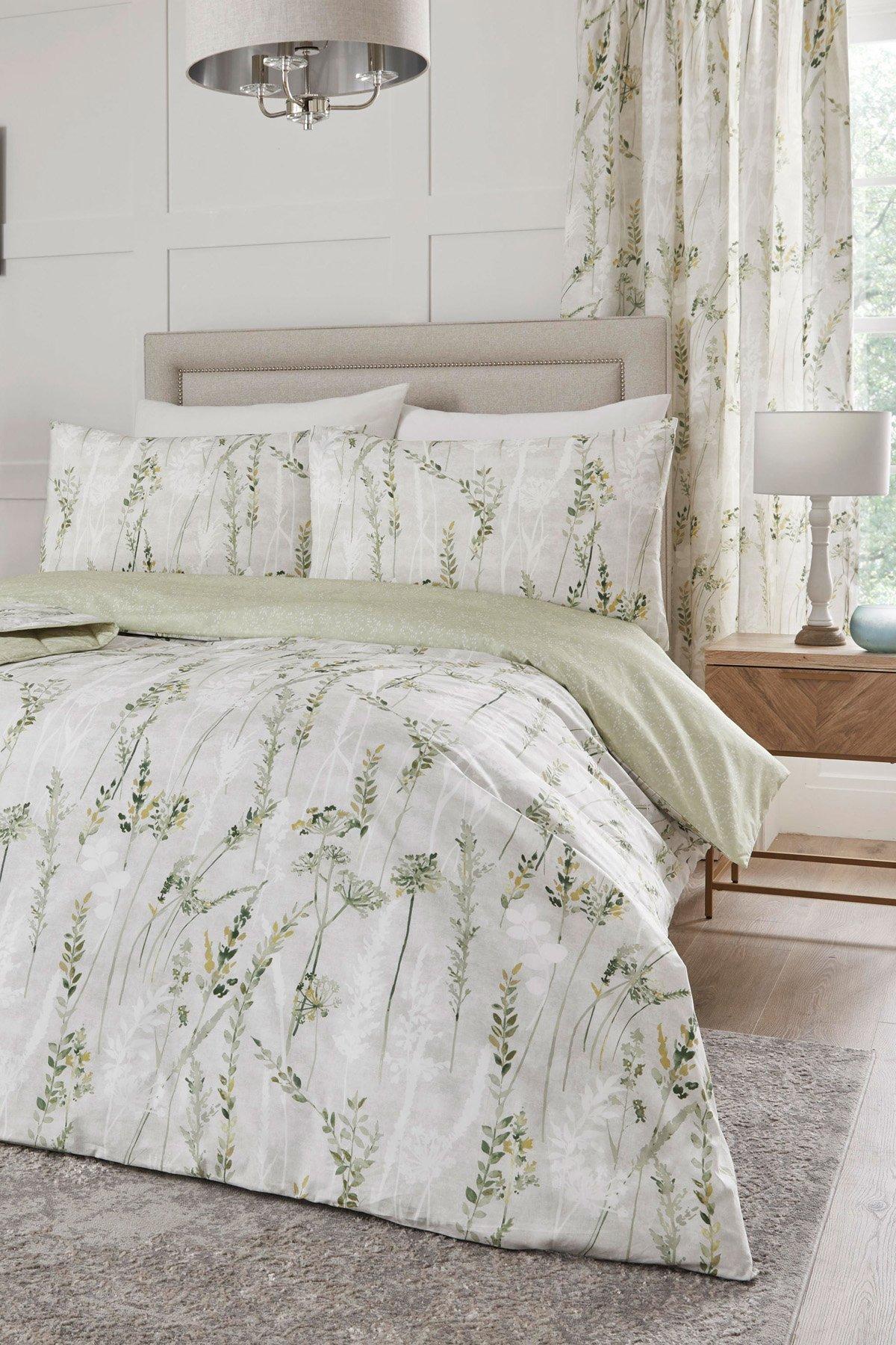 Wild Stems Floral Field Reversible Bedding Curtains Matching Range