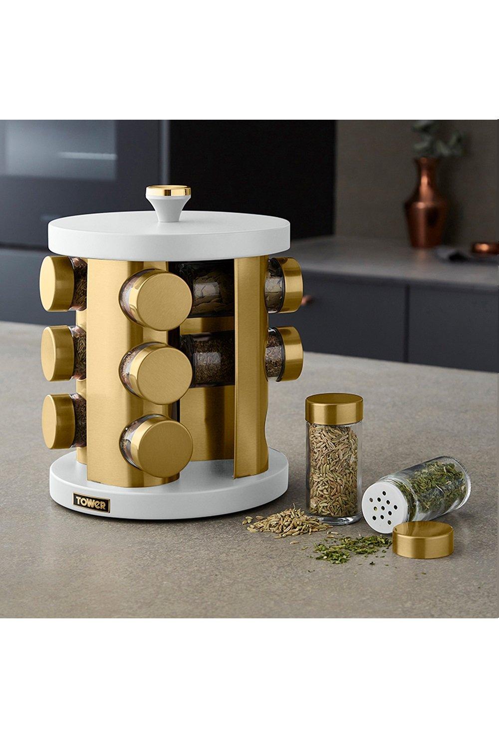 Cavaletto 12 Jar Spice Rack Optic White Champagne Gold