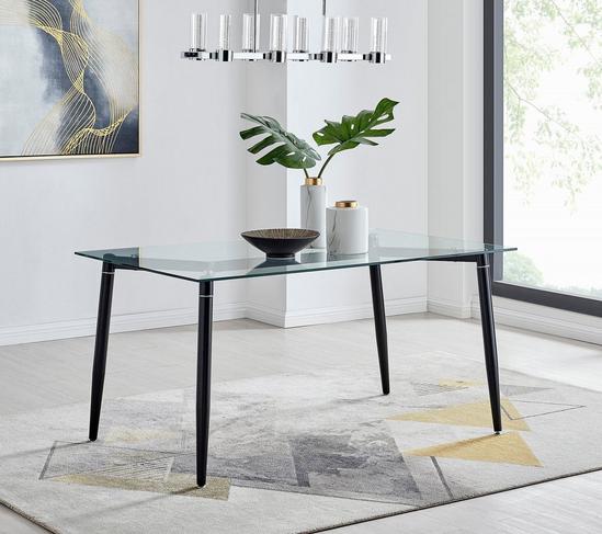 FurnitureboxUK Pisa 150cm 6-Seater Glass And Black Leg Rectangular Dining Table 1