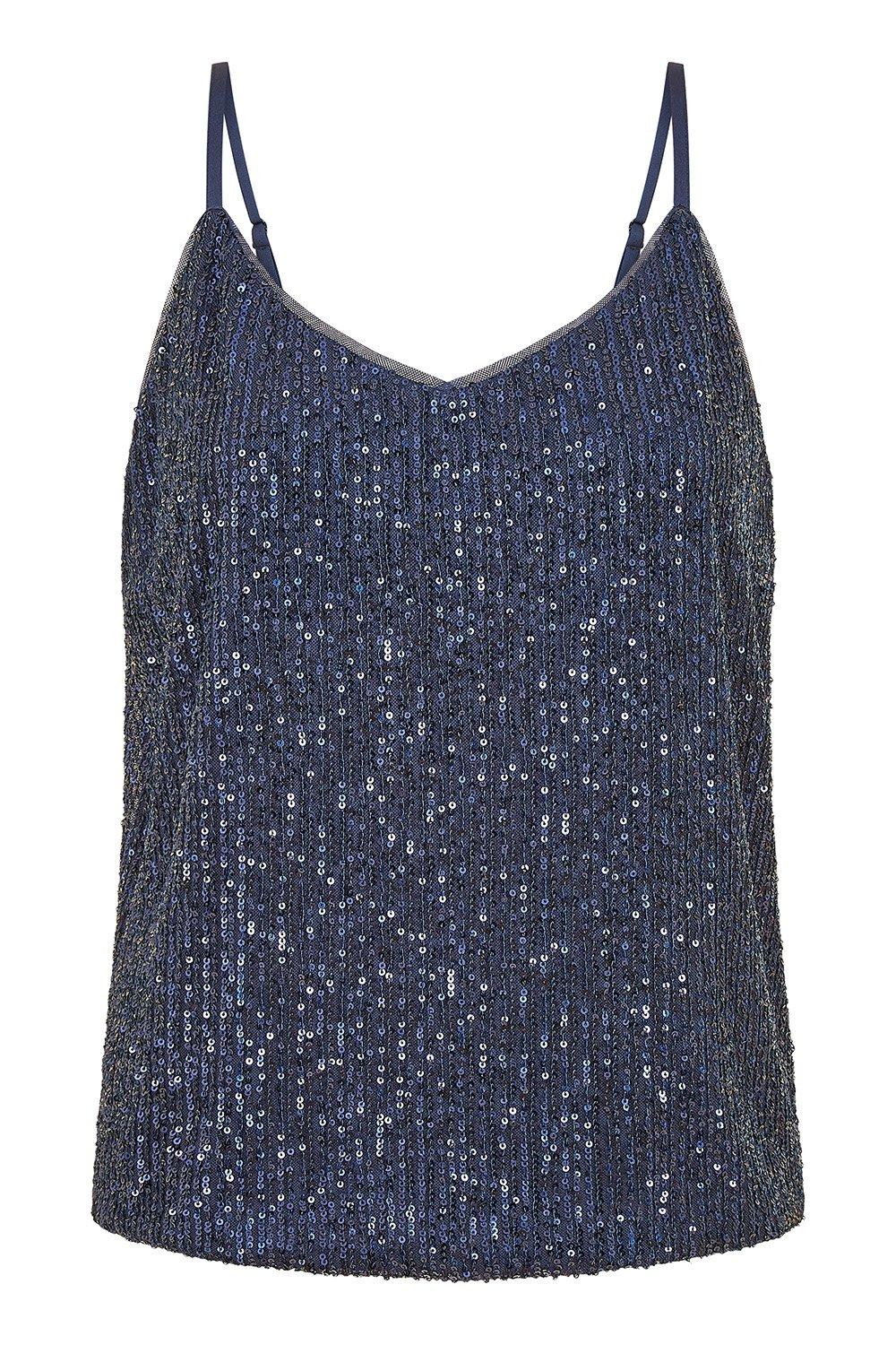 HERSIL Sexy Sequin Tan Tops for Women Sparkle Camisole V Neck