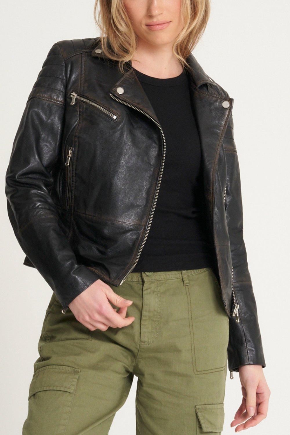 Barney's originals coloured hot sale leather biker jacket