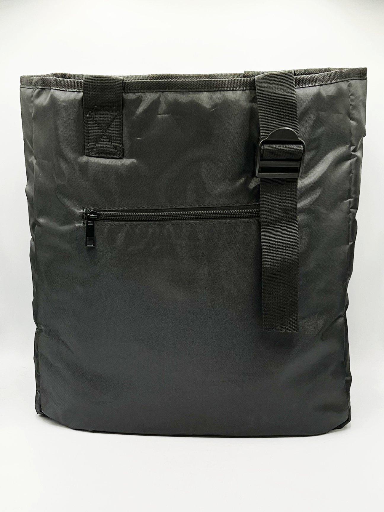 Nylon tote bag with zip front pocket