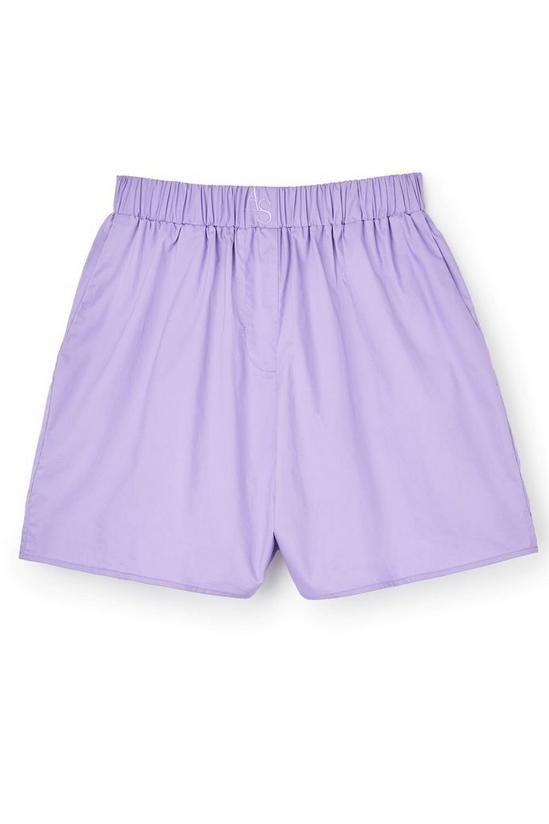 ANOTHER SUNDAY Poplin Shorts With Elasticated Waist and Embroidery Detail In Purple 4