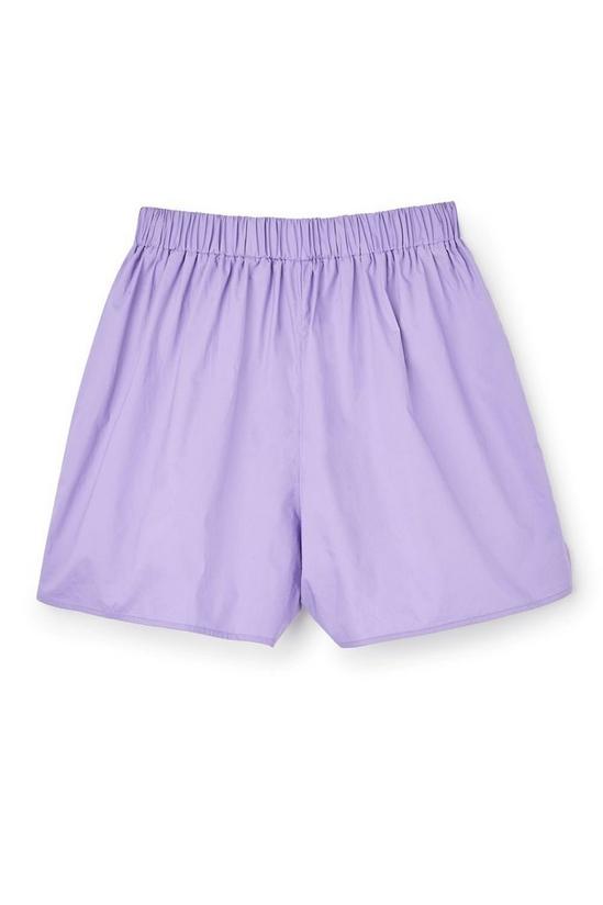 ANOTHER SUNDAY Poplin Shorts With Elasticated Waist and Embroidery Detail In Purple 5