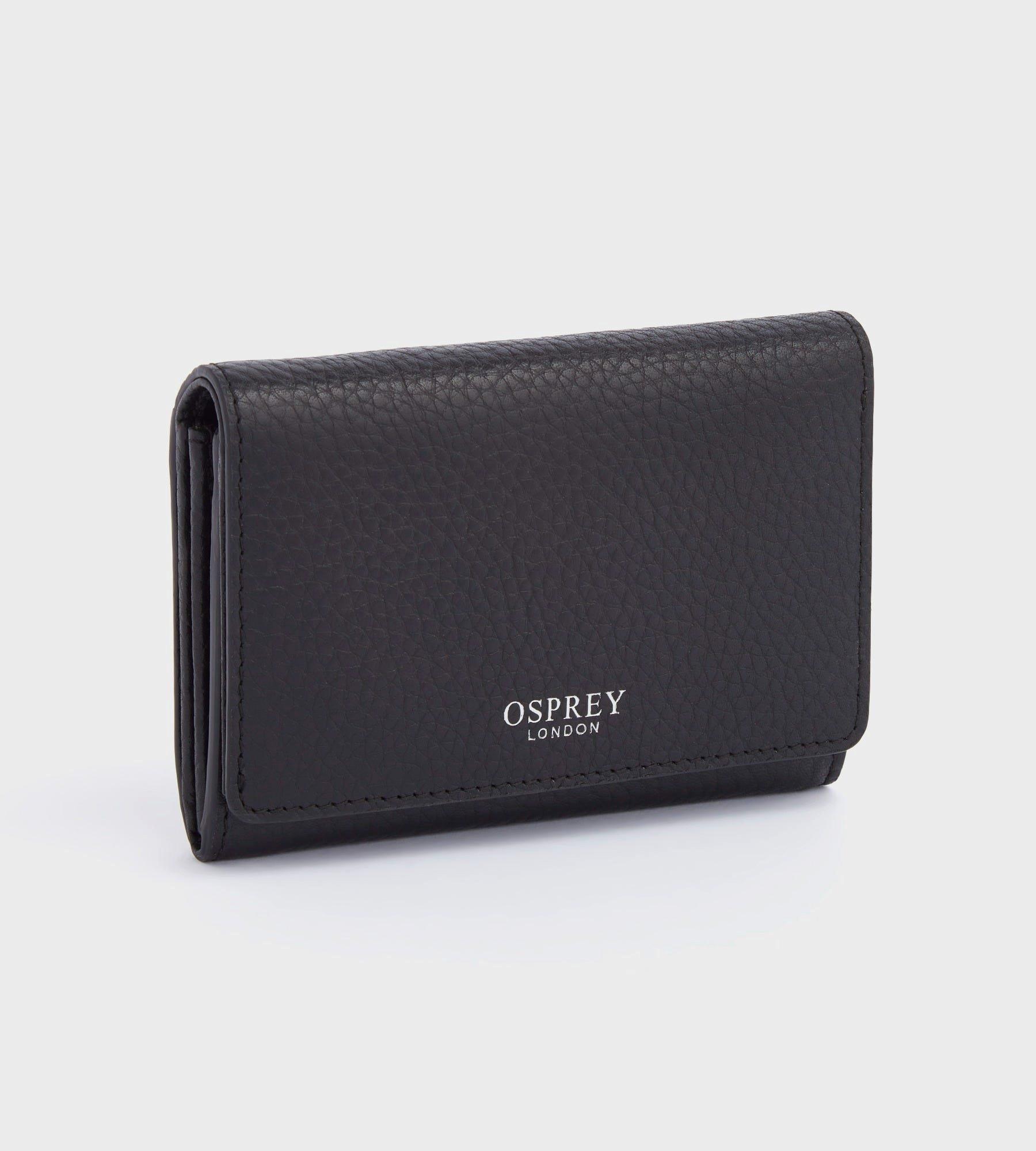 The Lyra Small Leather RFID Zip Purse in black | OSPREY LONDON