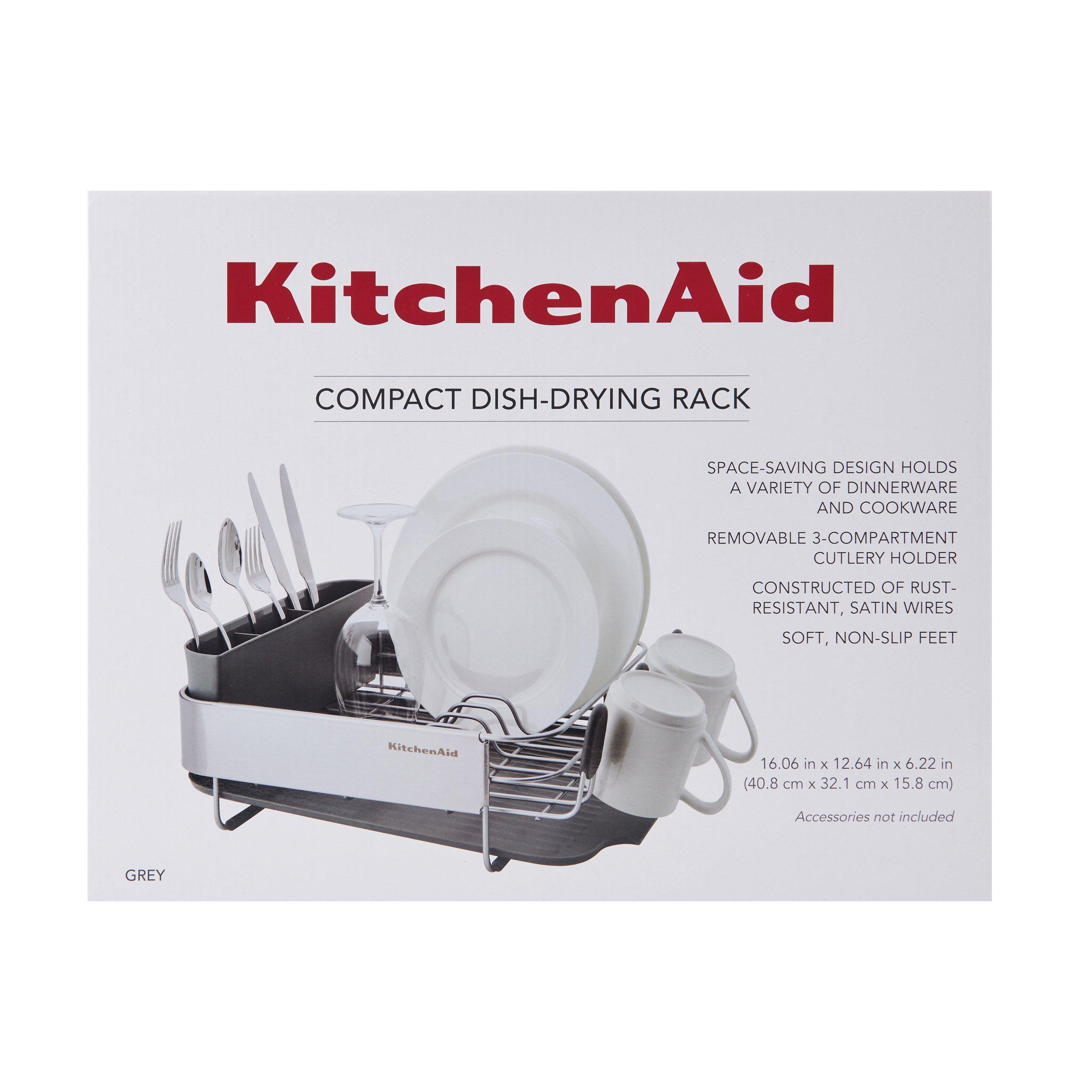 KitchenAid Compact Stainless Steel Dish Rack, Satin Gray