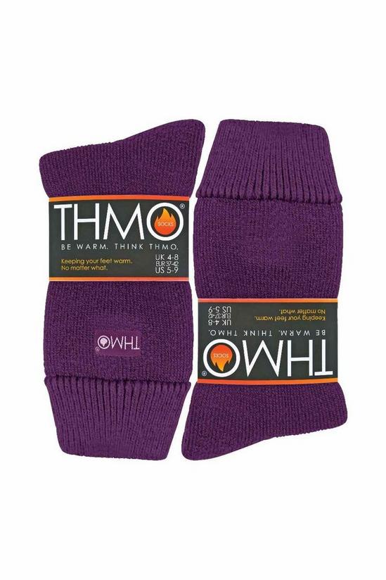 THMO - Ladies Cosy Thermal Slipper Bed Socks with Non Slip Grippers -  Purple