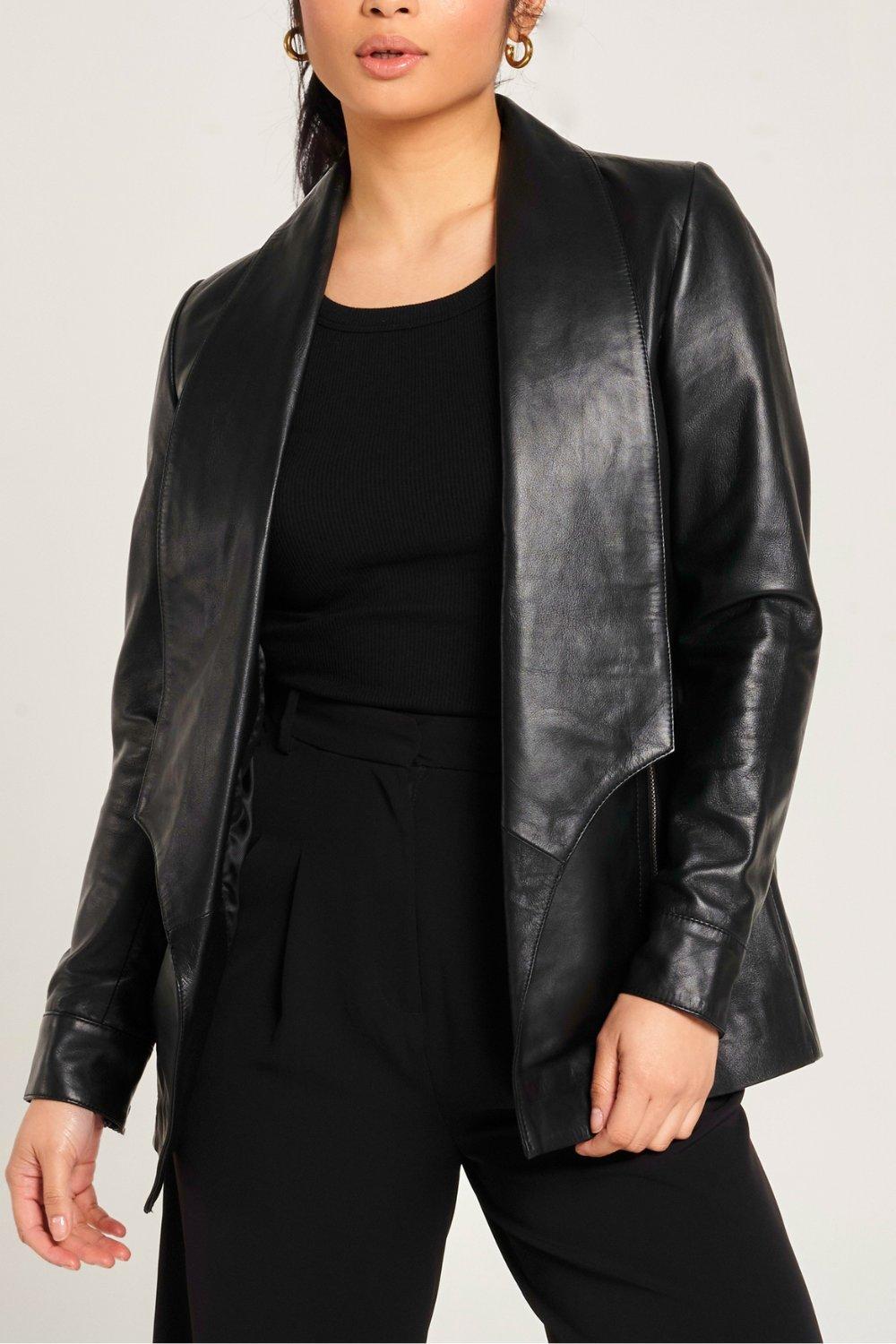 Oasis faux clearance leather waterfall jacket