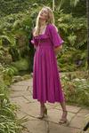 ANOTHER SUNDAY Ruffle Cheesecloth Midi Dress With Tassel Detail In Pink thumbnail 1