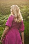 ANOTHER SUNDAY Ruffle Cheesecloth Midi Dress With Tassel Detail In Pink thumbnail 3