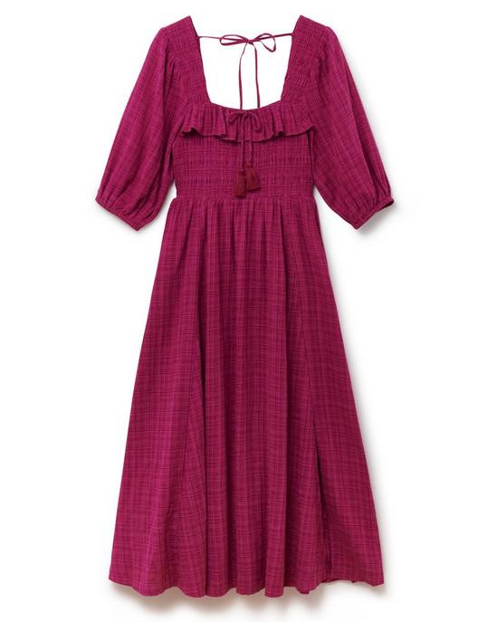 ANOTHER SUNDAY Ruffle Cheesecloth Midi Dress With Tassel Detail In Pink 5