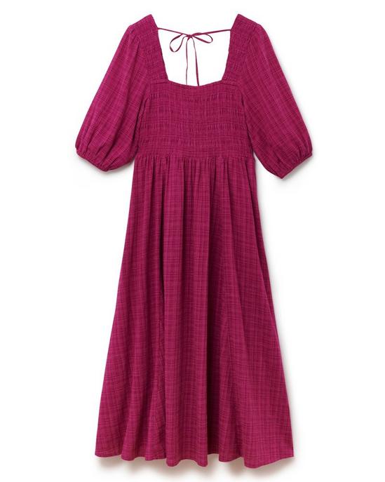 ANOTHER SUNDAY Ruffle Cheesecloth Midi Dress With Tassel Detail In Pink 6