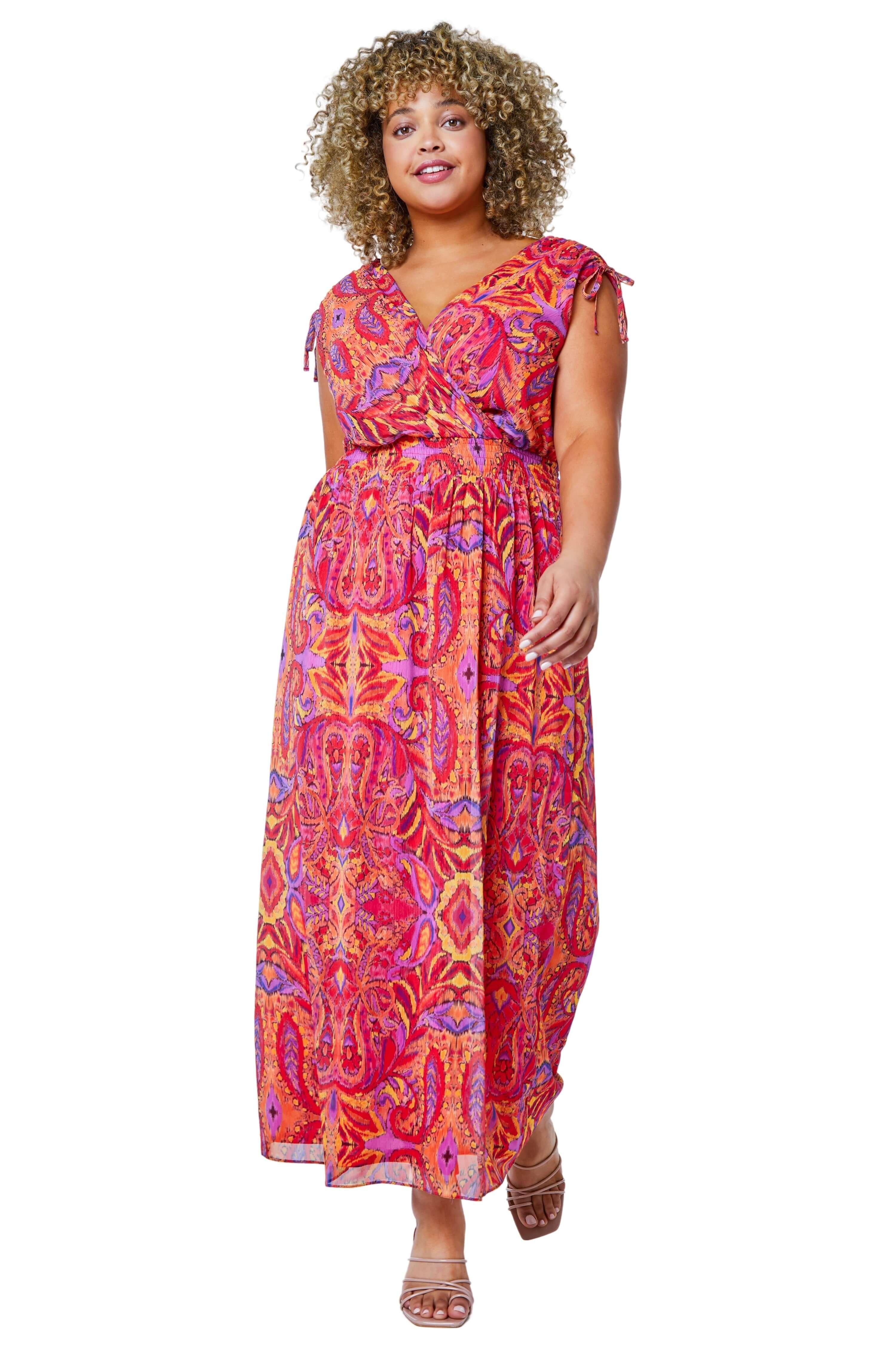 Curve Shirred Waist Maxi Dress