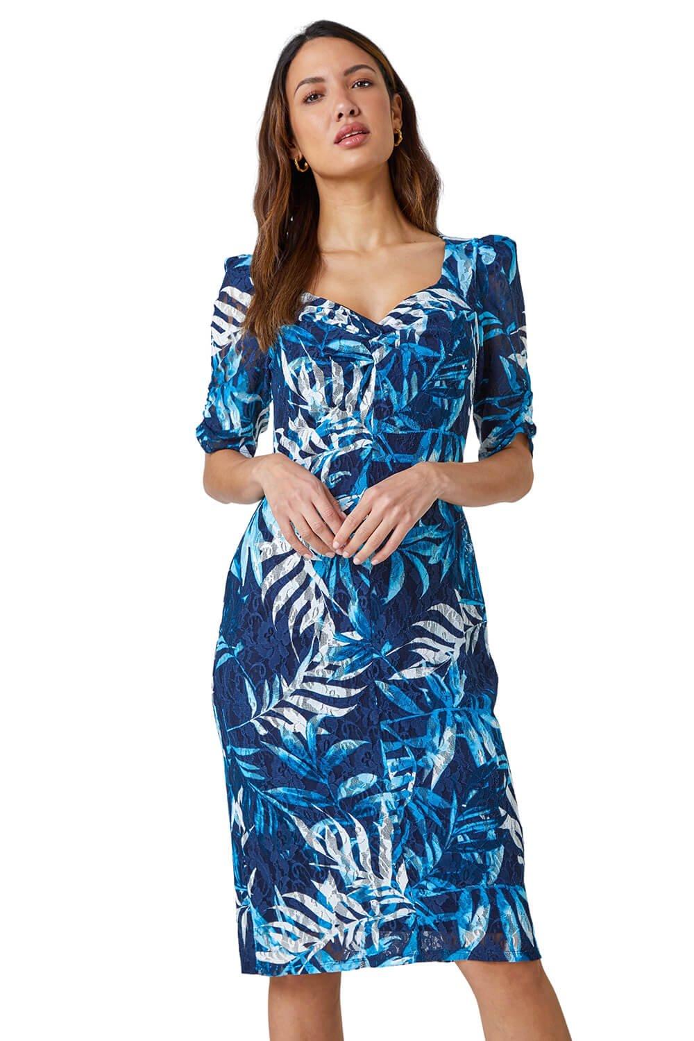 Dresses | Leaf Print Puff Sleeve Midi Dress | Roman